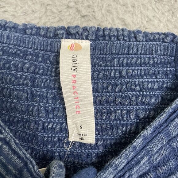 Anthropologie Gauzy Cotton Jerry Cinched Crop Bra Top Halter Gauze Small Blue - Picture 4 of 10
